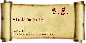 Vidám Erik névjegykártya
